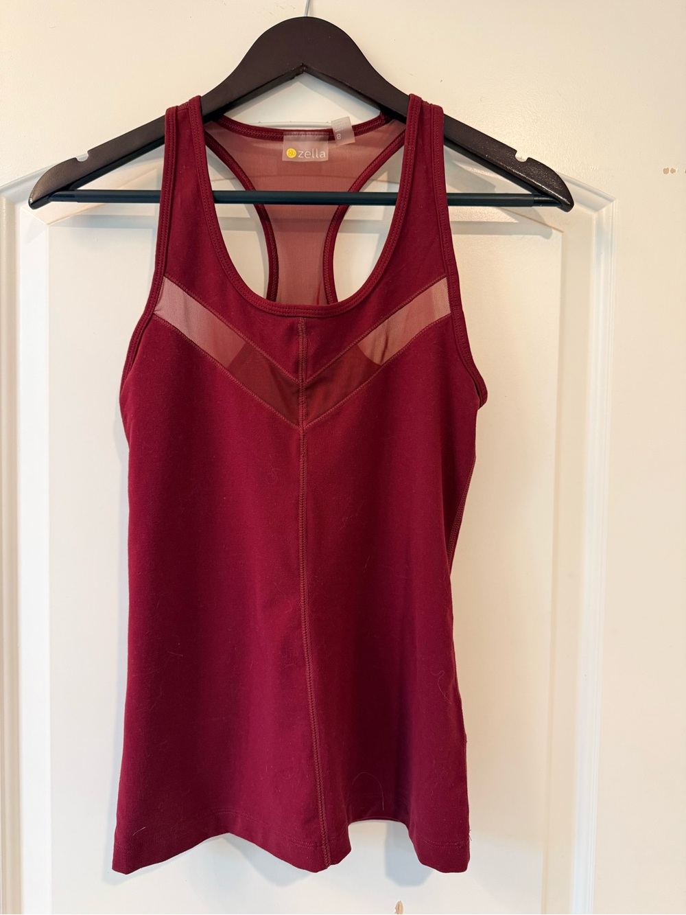 Zella Women's Wine Racerback Tank with Mesh Yoke